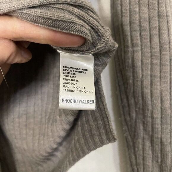 Brochu Walker The Dean Wrap Pullover Rib Knit Wool Stone Brown Sweater - Picture 5 of 8